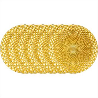 Gold Glass Salad Plate 7.25" with Diamond Texture - Set of 6