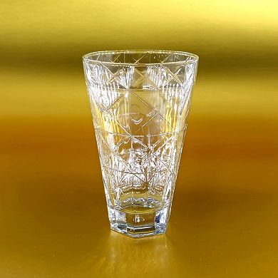 Clear Glass Tumbler Set 6-Pack Diamond Texture 16 oz Drinking Glasses