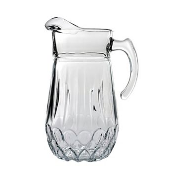 Clear Glass 75 oz Serving Pitcher with Textured Neoclassical Design