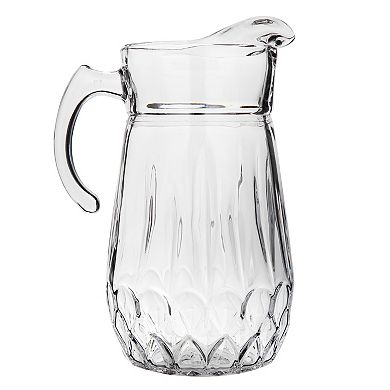 Clear Glass 75 oz Serving Pitcher with Textured Neoclassical Design