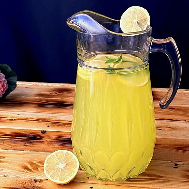 Clear Glass 75 oz Serving Pitcher with Textured Neoclassical Design