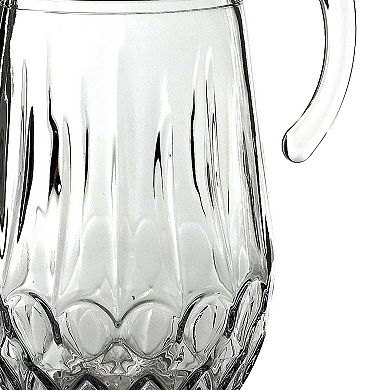 Clear Glass 75 oz Serving Pitcher with Textured Neoclassical Design