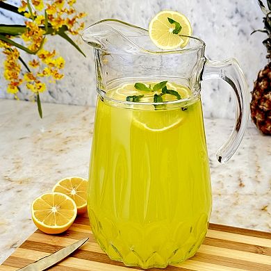 Clear Glass 75 oz Serving Pitcher with Textured Neoclassical Design