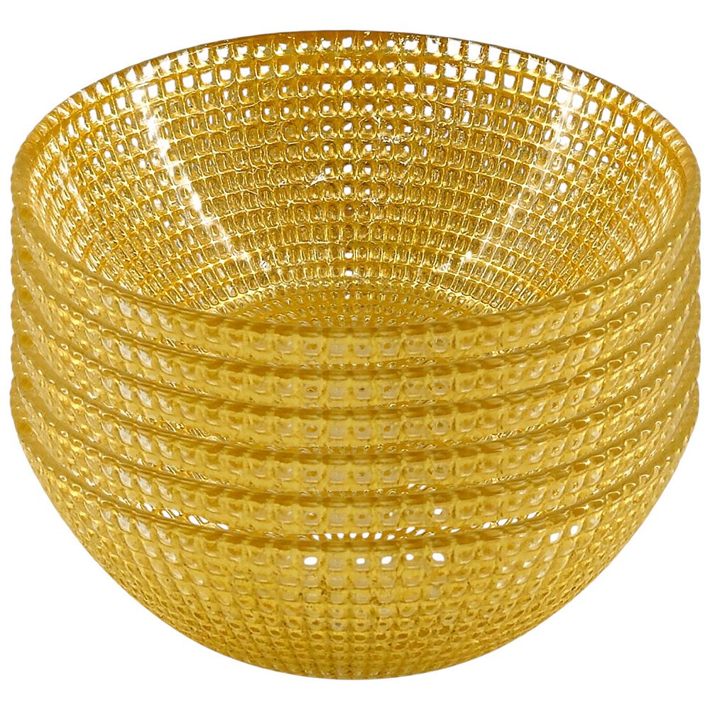 Set of 6 Iridescent Gold Glass Bowls with Distressed Beaded Rim for ...