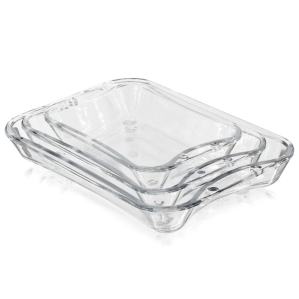 Clear Glass Rectangular Oven Dish Set 3-Piece Nesting Bakeware