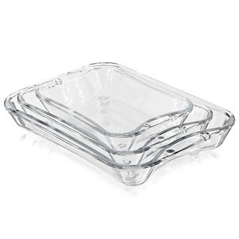 Clear Glass Rectangular Oven Dish Set 3 pc Nesting Bakeware