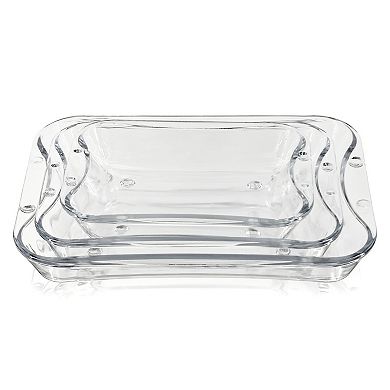 Clear Glass Rectangular Oven Dish Set 3-Piece Nesting Bakeware