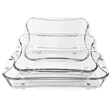 Clear Glass Rectangular Oven Dish Set 3-Piece Nesting Bakeware