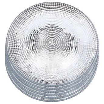 Clear Glass Salad and Appetizer Plates with Silver Gilded Design, Set of 6
