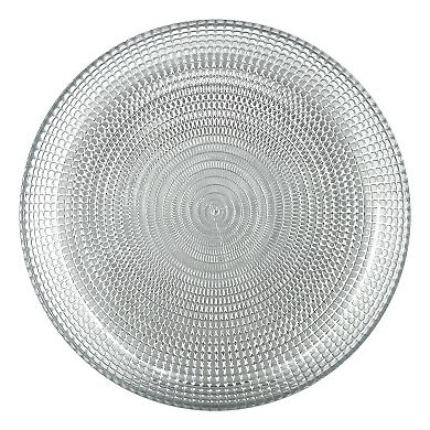 Clear Glass Salad and Appetizer Plates with Silver Gilded Design, Set of 6