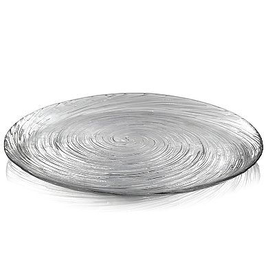 1 Piece Round Clear Glass Dinner and Dessert Plate 10.75-Inch Vortex Design