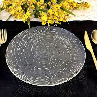 1 Piece Round Clear Glass Dinner and Dessert Plate 10.75-Inch Vortex Design