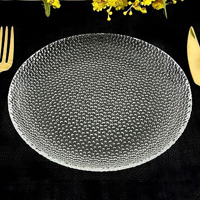 Clear Glass Salad Plate Set of 12, 7.5-Inch Round Pebble Pattern