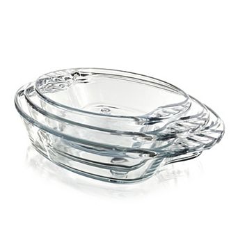 Clear Glass Oval Bakeware Set 3 pc for Cooking and Serving