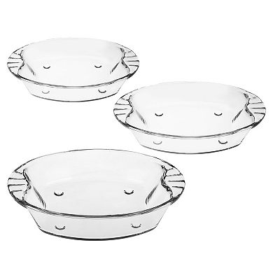 Clear Glass Oval Bakeware Set 3-Piece for Cooking and Serving