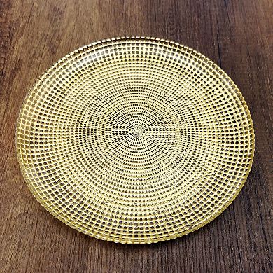 Gilded Glass Dinner Plate Set in Gold, 10.75-Inch Serving Plates, Set of 4
