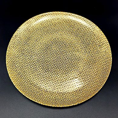 Glass Dinner or Dessert Plate with Gold Rim 10.5" - Set of 4