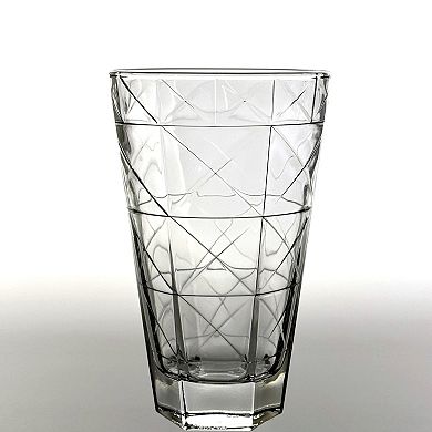 Diamond Texture Clear Glass Tumblers 12-Pack for Water or Cocktails