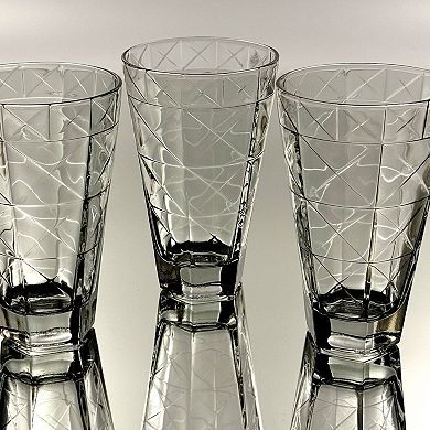 Diamond Texture Clear Glass Tumblers 12-Pack for Water or Cocktails