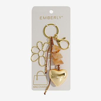 Emberly Flower Marble Simulated Stone Heart Charm Bag