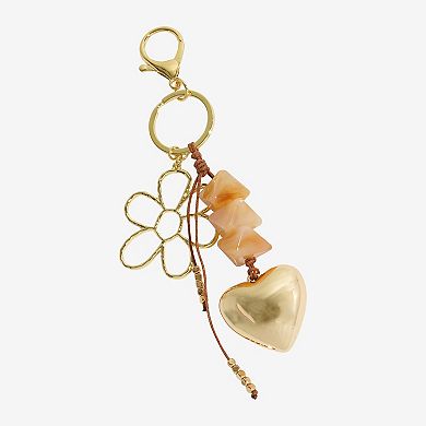 Emberly Flower Marble Simulated Stone Heart Charm Bag