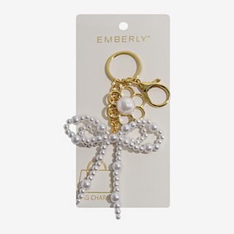 Emberly Simulated Pearl Bow Flower Bag Charm
