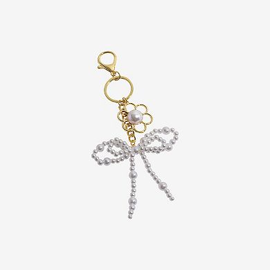 Emberly Simulated Pearl Bow Flower Bag Charm