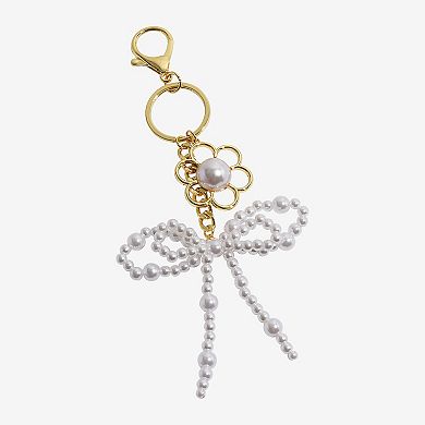 Emberly Simulated Pearl Bow Flower Bag Charm