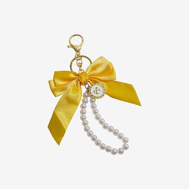 Emberly Bow Medallion Simulated Pearl Bag Charm