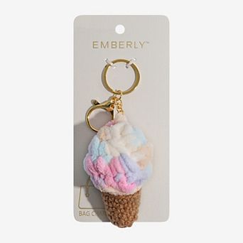 Emberly Plush Multi Ice Cream Cone Bag Charm