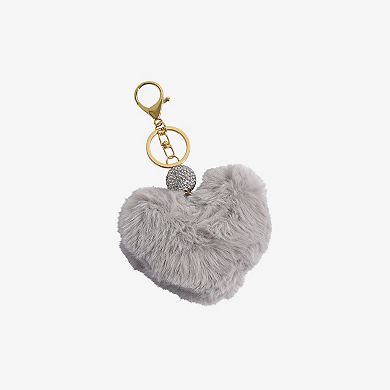 Emberly Plush Heart Bag Charm With Pave Ball