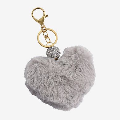 Emberly Plush Heart Bag Charm With Pave Ball