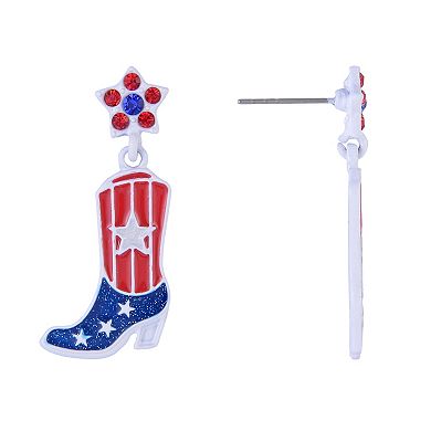 Red, White & Blue Cowboy Boot Drop Earrings