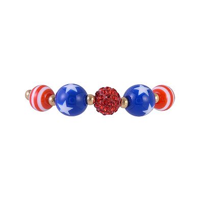 Red, White & Blue Star Beaded Stretch Bracelet Set