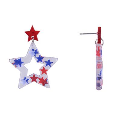 Red, White & Blue Acrylic Star Drop Earrings