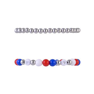 Red, White & Blue Silver Tone 3-pc. Beaded & Cord Bracelet Set with Star Drops
