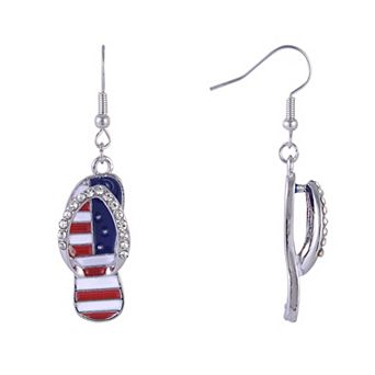 Red, White & Blue Enamel Flip Flop Earrings