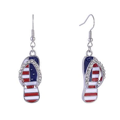 Red, White and Blue Enamel Flip Flop Earrings