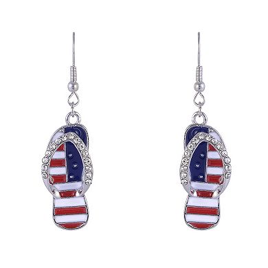 Red, White and Blue Enamel Flip Flop Earrings