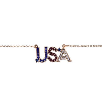 Gold-Tone USA Pendant Necklace