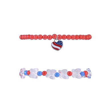 Red, White and Blue 5-pc. "American Babe" Beaded Stretch Bracelet Set