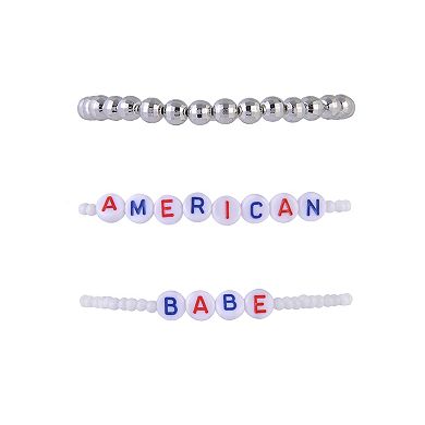 Red, White and Blue 5-pc. "American Babe" Beaded Stretch Bracelet Set