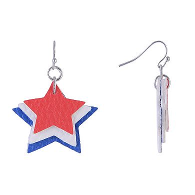 Red, White & Blue Textured Star Drop Earrings