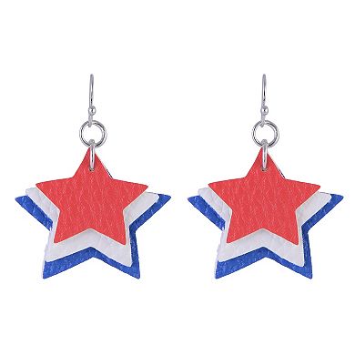Red, White & Blue Textured Star Drop Earrings