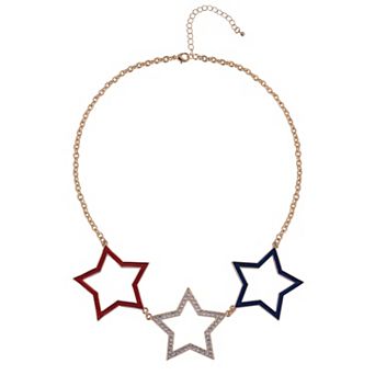 Gold-Tone Crystal Stone Star Pendant Necklace