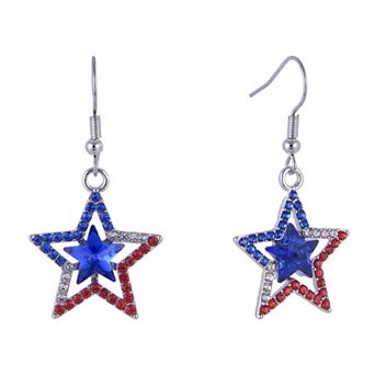 Red, White & Blue Stone Star Drop Earrings
