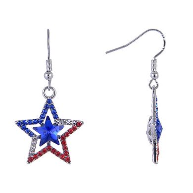Red, White & Blue Stone Star Earrings