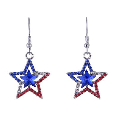 Red, White & Blue Stone Star Earrings
