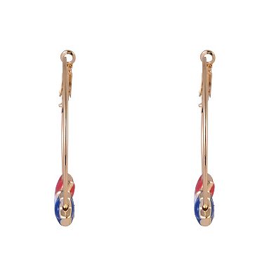 Gold-Tone Hoop Earrings with Red, White & Blue Enamel Stars