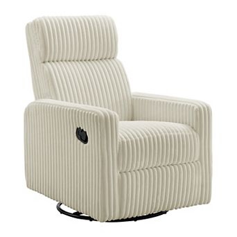 Oxford Baby Layton Manual Upholstered Glider Recliner Rocking Chair 360° Swivel for Nursery and Living Room